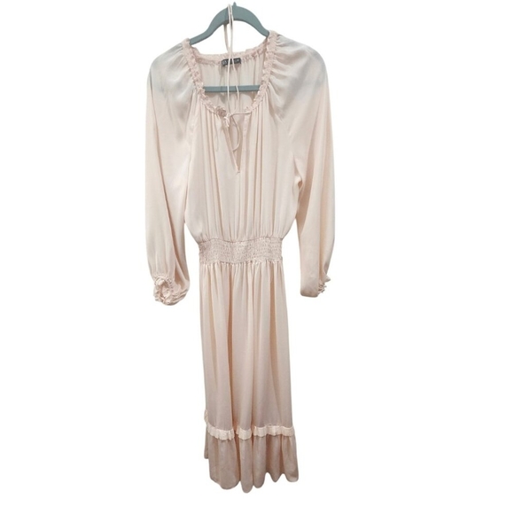 ZARA Peach Pink Maxi Pleated Voluminious Dress Size S - Picture 7 of 13